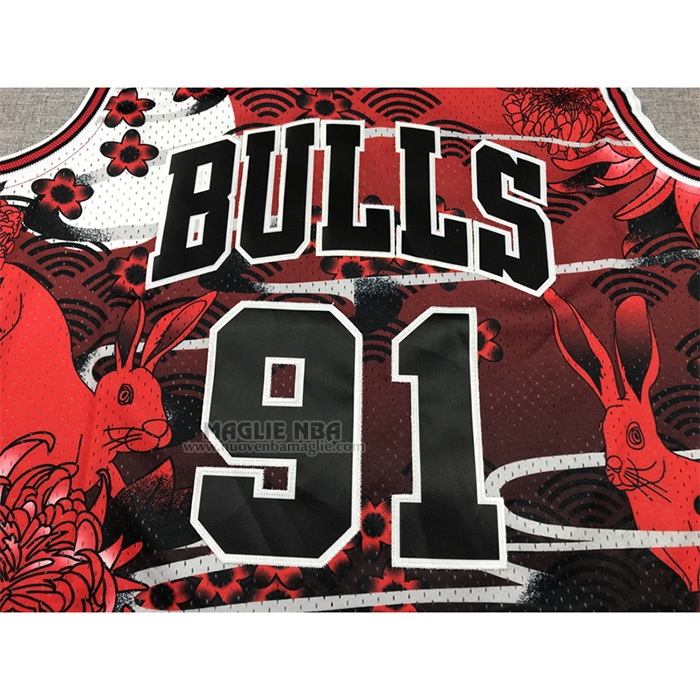 Maglia
 Dennis Rodman NO 91 Chicago Bulls Mitchell & Ness Lunar New Year Rosso
